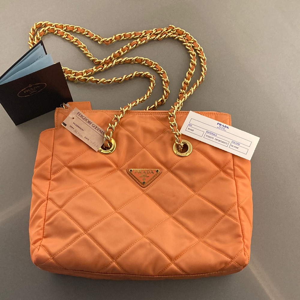 Vintage 1992 Prada B1468 Tessuto Impunturato Bag in Salmone